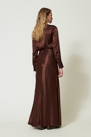 Jupe longue taille haute - Marron
