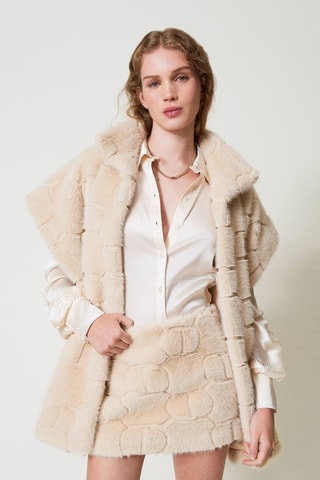Minijupe taille haute - Beige