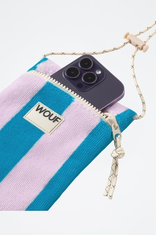 Porte-téléphone en coton biologique Terry - Bleu et violet
