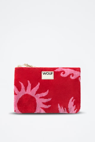 Pochette en coton biologique Terry - Rose et rouge