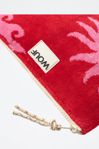 Pochette en coton biologique Terry - Rose et rouge