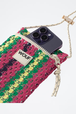 Porte-téléphone Crochet - Rose et vert