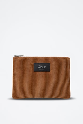 Pochette en velours et coton biologique Corduroy - Marron