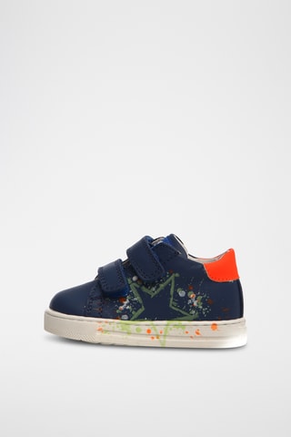 Zapatillas de piel - Azul y naranja