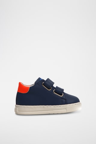 Zapatillas de piel - Azul y naranja