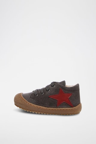 Zapatillas de piel napa - Gris y rojo