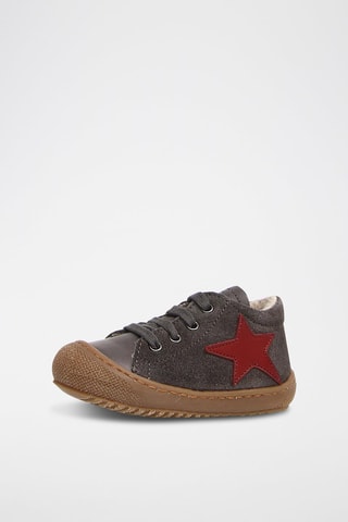 Zapatillas de piel napa - Gris y rojo