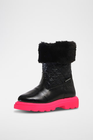 Botines forrados de piel de charol Sylty Fluff - Negro