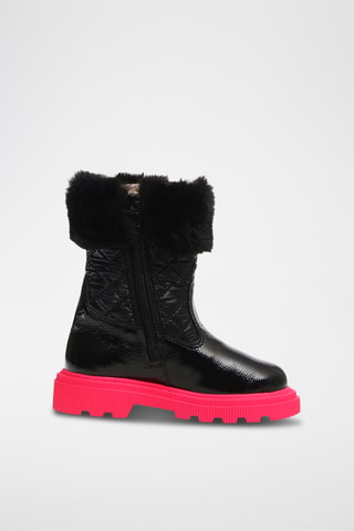 Botines forrados de piel de charol Sylty Fluff - Negro
