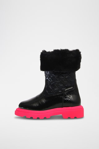 Botines forrados de piel de charol Sylty Fluff - Negro