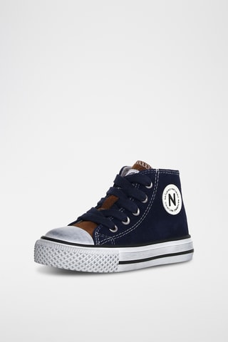 Zapatillas altas de nobuk Yflas - Azul marino y marrón claro