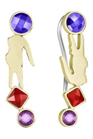 Earcuff - Chapado en oro amarillo, sodalita, amatista y cornalina