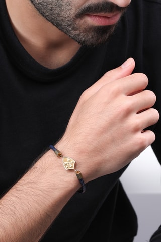 Pulsera Heritage Crest - Piel y chapado en ion de oro amarillo - Police