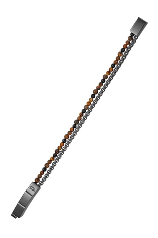 Pulsera Double Impact - Chapado en ion gris y ojos de tigre - Police