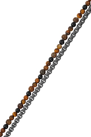 Pulsera Double Impact - Chapado en ion gris y ojos de tigre - Police