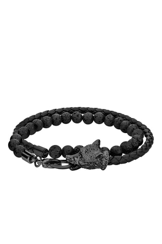 Pulsera Savage Animalia - Piel, chapado en ion negro y cuentas de lava - Police
