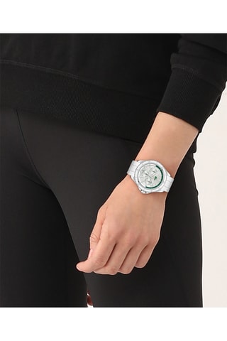 Reloj de cuarzo de silicona - Blanco y plateado