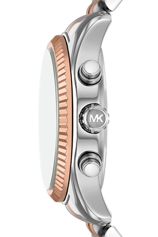 Reloj de cuarzo de acero - Cronógrafo - Rosa dorado y plateado