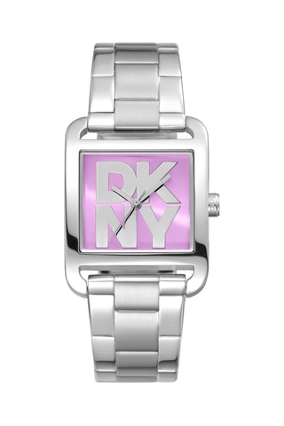 Reloj de cuarzo de acero - Plateado y fucsia