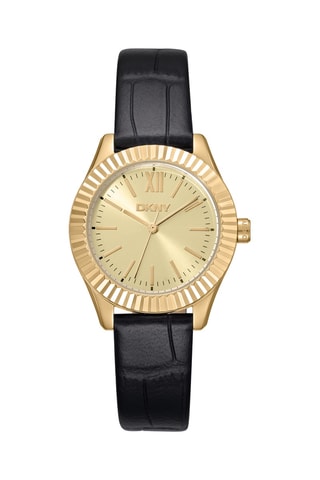 Reloj de cuarzo de piel - Negro y dorado