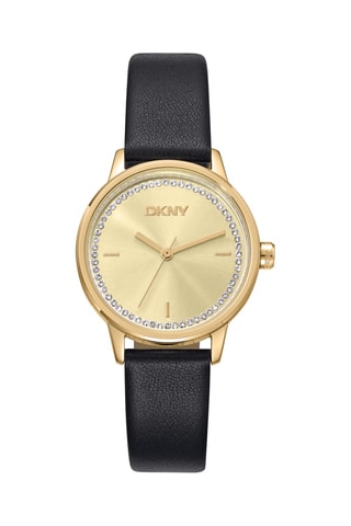 Reloj de cuarzo de piel - Negro y dorado