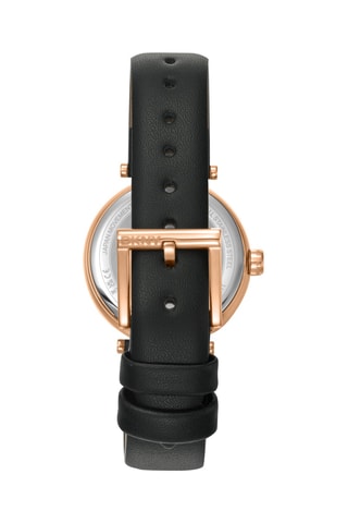Reloj de cuarzo de piel - Negro y rosa dorado