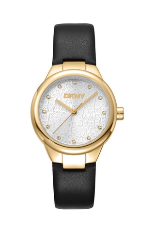 Reloj de cuarzo de piel - Negro y dorado