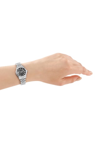 Reloj de cuarzo de acero - Plateado y negro