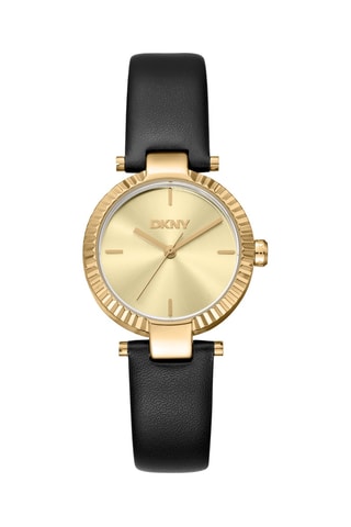 Reloj de cuarzo de piel - Negro y dorado