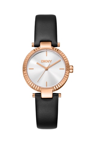 Reloj de cuarzo de piel y bañado en oro rosa