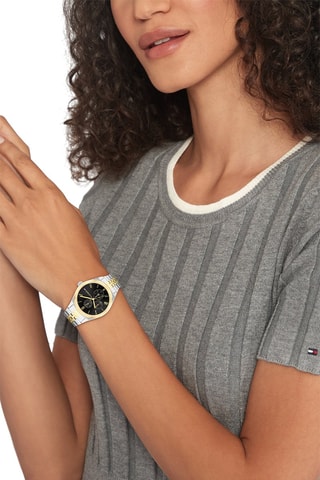 Reloj de cuarzo de acero Monica - Plateado y dorado