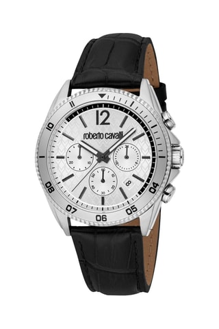 Reloj de cuarzo de piel - Cronógrafo - Negro y plateado