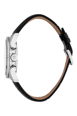 Reloj de cuarzo de piel - Cronógrafo - Negro y plateado