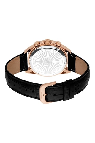 Reloj de cuarzo de piel - Cronógrafo - Negro y rosa dorado