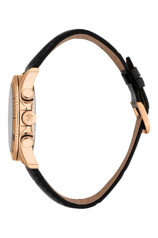 Reloj de cuarzo de piel - Cronógrafo - Negro y rosa dorado