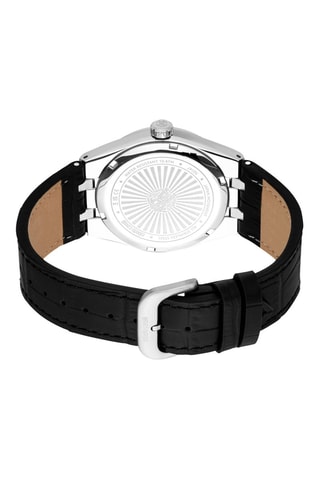 Reloj de cuarzo de piel - Negro y plateado