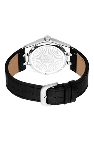 Reloj de cuarzo de piel - Negro y plateado