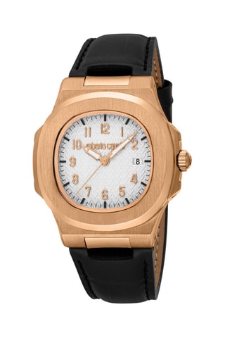 Reloj de cuarzo de piel - Negro y rosa dorado