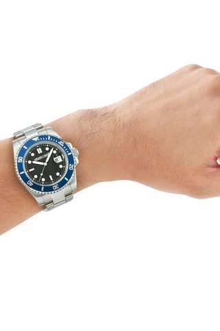 Reloj de cuarzo de acero - Plateado y azul