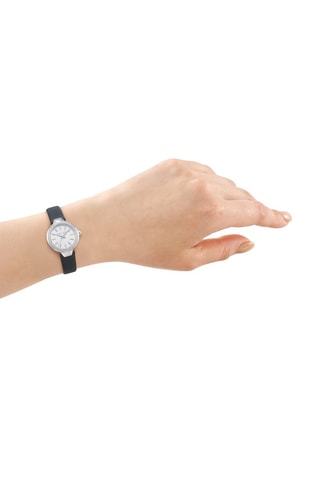 Reloj de cuarzo de piel - Negro y plateado