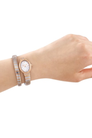 Reloj de cuarzo de acero - Plateado y rosa dorado