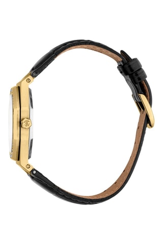 Reloj de cuarzo de piel - Negro y dorado