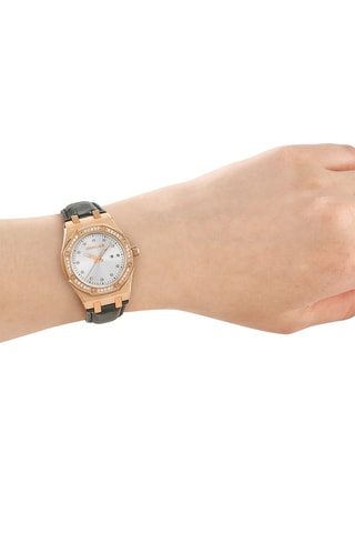 Reloj de cuarzo de piel - Negro y rosa dorado