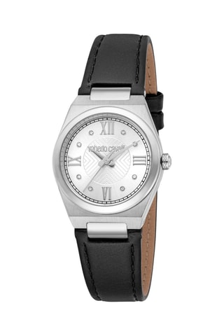 Reloj de cuarzo de piel - Negro y plateado