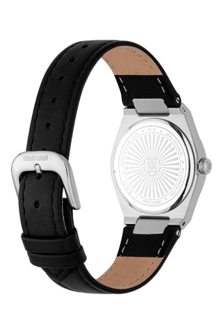 Reloj de cuarzo de piel - Negro y plateado