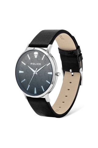 Reloj de cuarzo de piel Tasman - Negro y plateado
