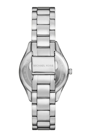 Estuche reloj de cuarzo de acero, collar y dormilonas - Plateado