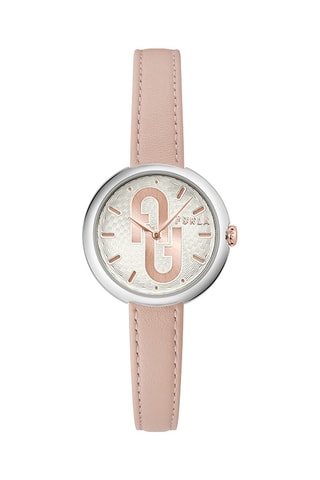 Reloj de cuarzo de piel - Rosa y plateado