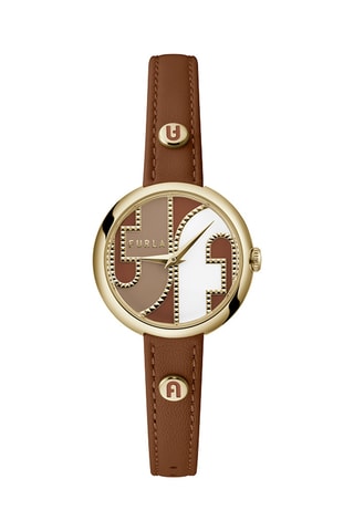 Reloj de cuarzo de piel - Marrón y dorado