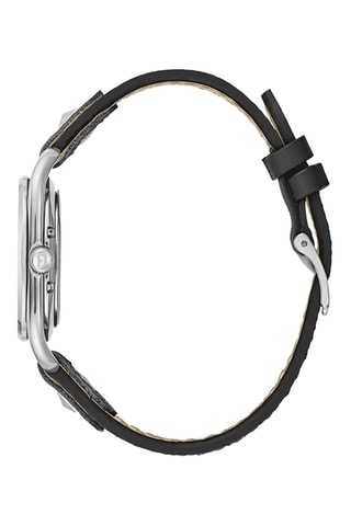 Reloj de cuarzo de piel - Negro y plateado